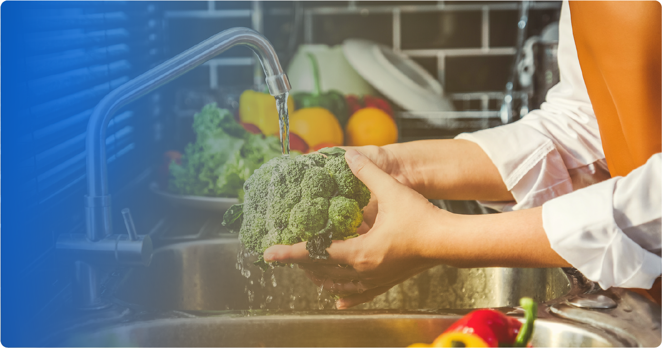 washing produce running water