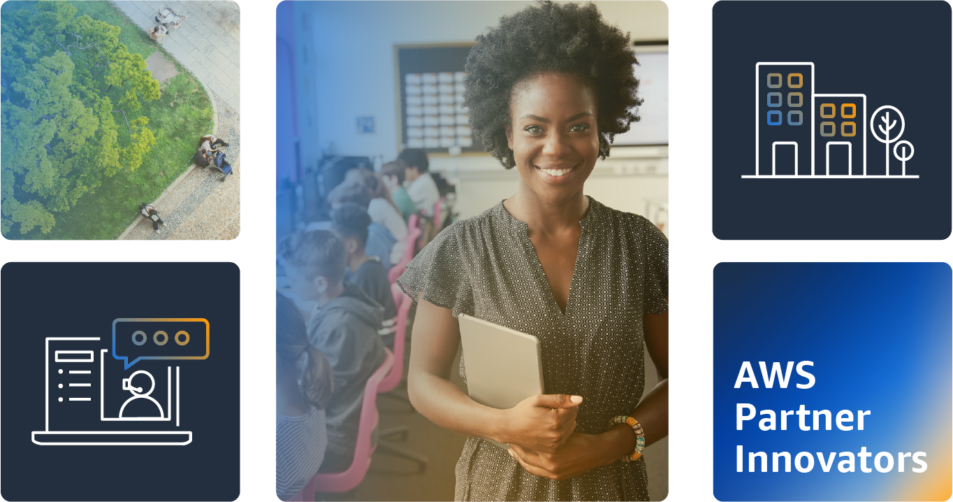 Teacher holding tablet