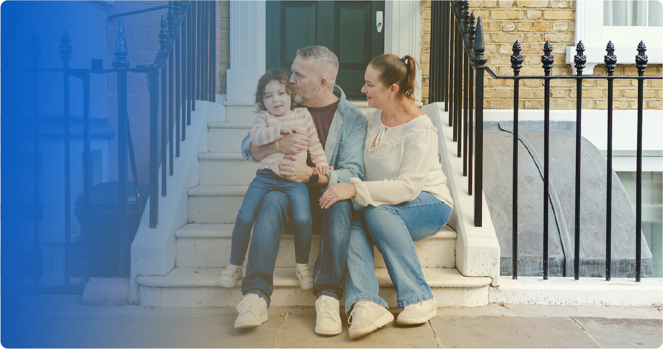 Family on apartment's doorsteps